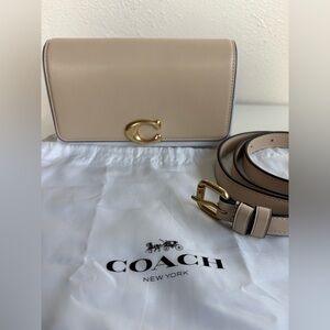 Coach Light Beige Crossbody Bag with Gold Accents